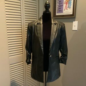 Forever Audrey, Faux Leather Blazer, Small